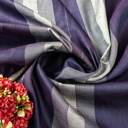 Sanskriti Vintage Purple Artificial Silk Saree Woven 6+YD Craft Fabric Material