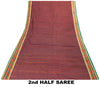 Sanskriti Vintage Dark Red Pure Cotton Saree Indian Hand Woven/Solid 5+YD Fabric