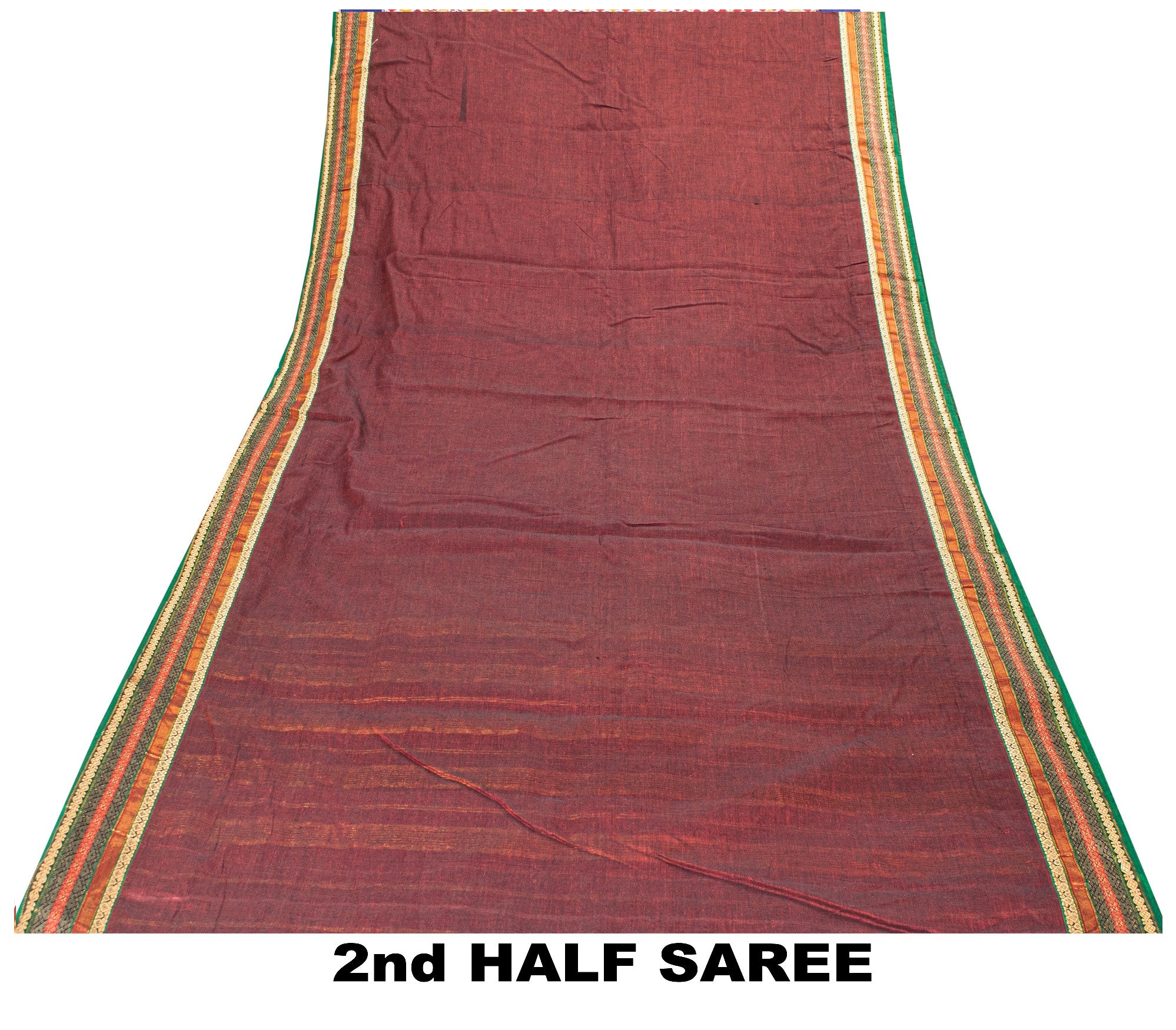 Sanskriti Vintage Dark Red Pure Cotton Saree Indian Hand Woven/Solid 5+YD Fabric