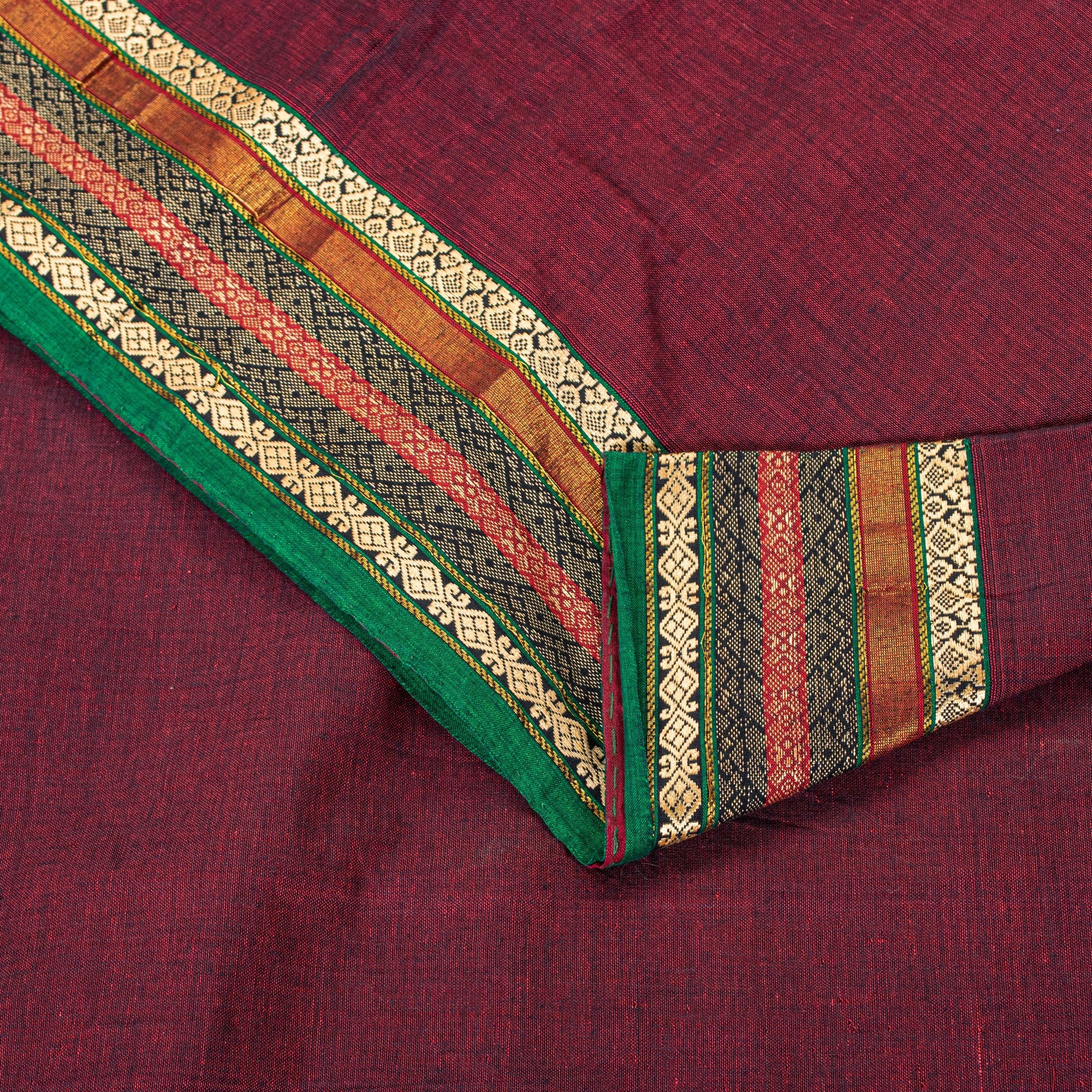 Sanskriti Vintage Dark Red Pure Cotton Saree Indian Hand Woven/Solid 5+YD Fabric