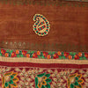 Sanskriti Vintage Green-Red Pure Silk Saree Hand Block Phulkari Border Patch 6YD