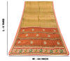 Sanskriti Vintage Green-Red Pure Silk Saree Hand Block Phulkari Border Patch 6YD