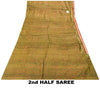 Sanskriti Vintage Green-Red Pure Silk Saree Hand Block Phulkari Border Patch 6YD