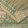 Sanskriti Vintage Green 100% Pure Cotton Saree Bagru Hand Block Print 6YD Fabric