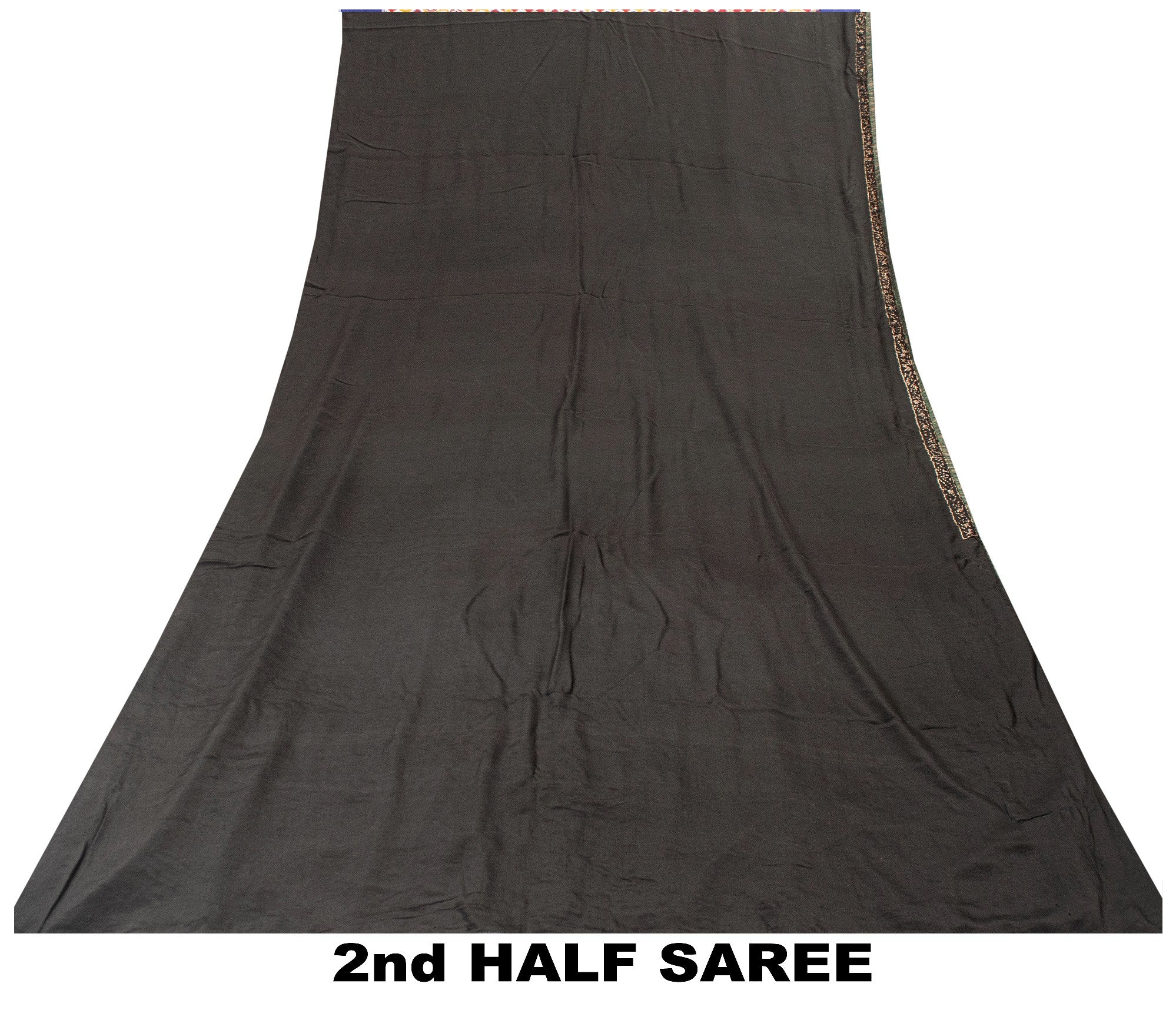 Sanskriti Vintage Black Pure Silk Saree Hand Embroidery Dabka Sari 5.5+YD Fabric