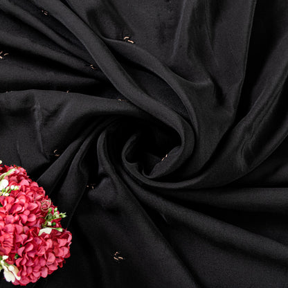 Sanskriti Vintage Black Pure Silk Saree Hand Embroidery Dabka Sari 5.5+YD Fabric
