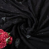 Sanskriti Vintage Black Pure Georgette Saree Hand Beaded Thread Sari 5+YD Fabric