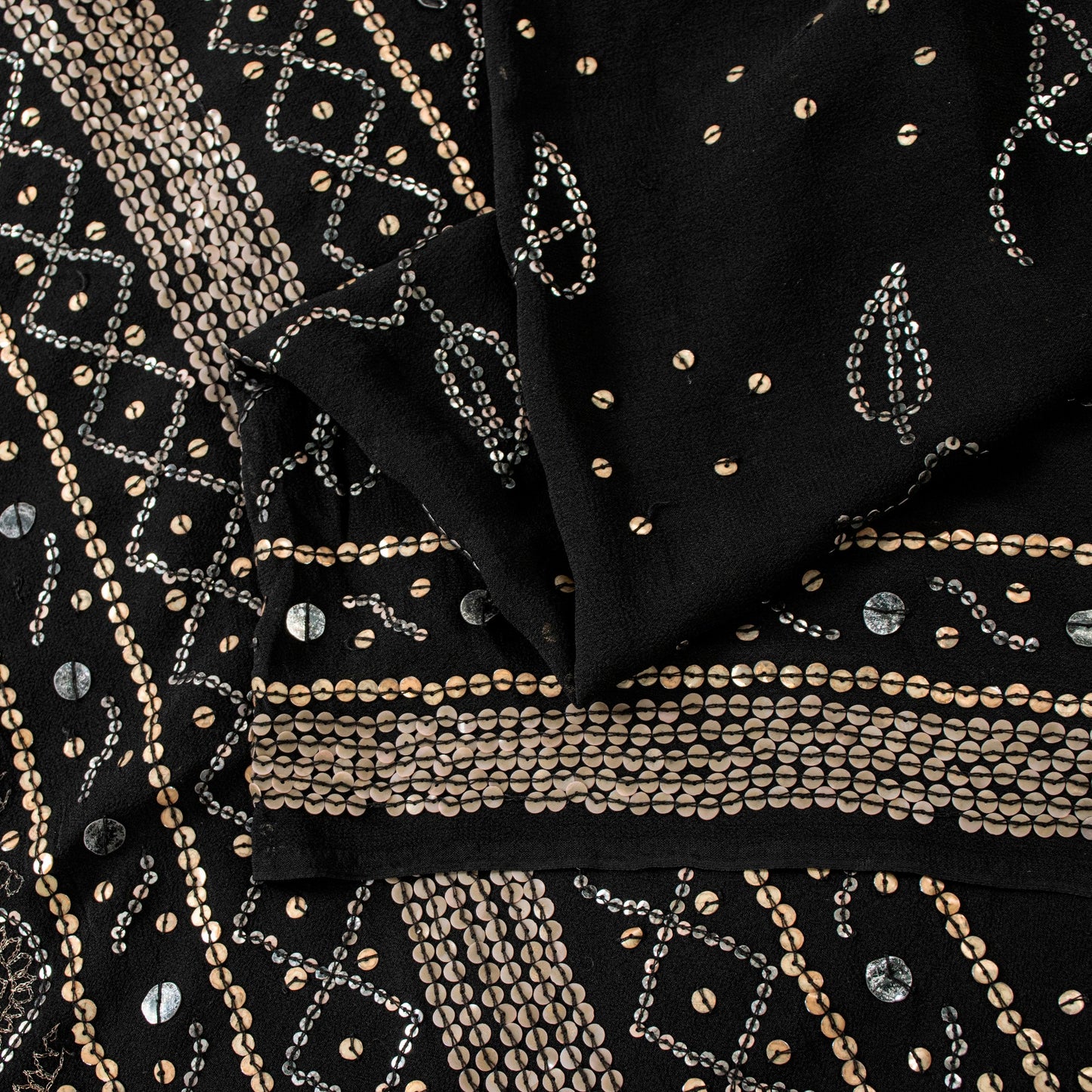 Sanskriti Vintage Black Pure Georgette Saree Embroidered Sequins 5.5+YD Fabric