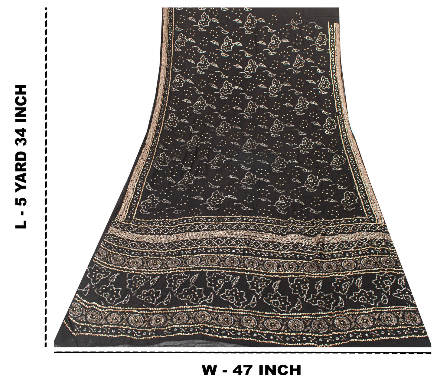 Sanskriti Vintage Black Pure Georgette Saree Embroidered Sequins 5.5+YD Fabric