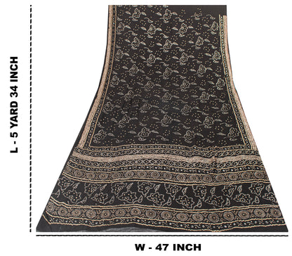 Sanskriti Vintage Black Pure Georgette Saree Embroidered Sequins 5.5+YD Fabric