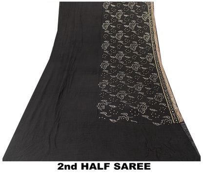 Sanskriti Vintage Black Pure Georgette Saree Embroidered Sequins 5.5+YD Fabric