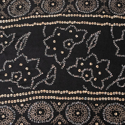 Sanskriti Vintage Black Pure Georgette Saree Embroidered Sequins 5.5+YD Fabric