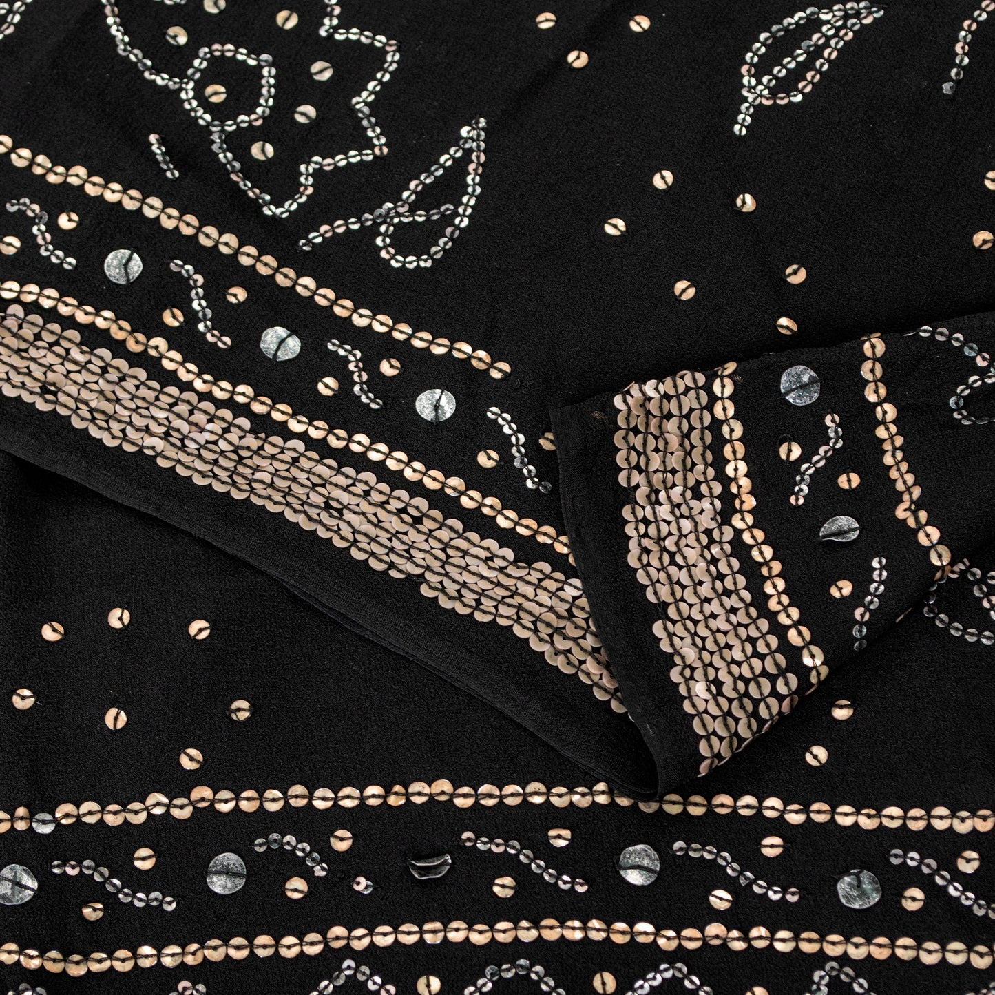 Sanskriti Vintage Black Pure Georgette Saree Embroidered Sequins 5.5+YD Fabric