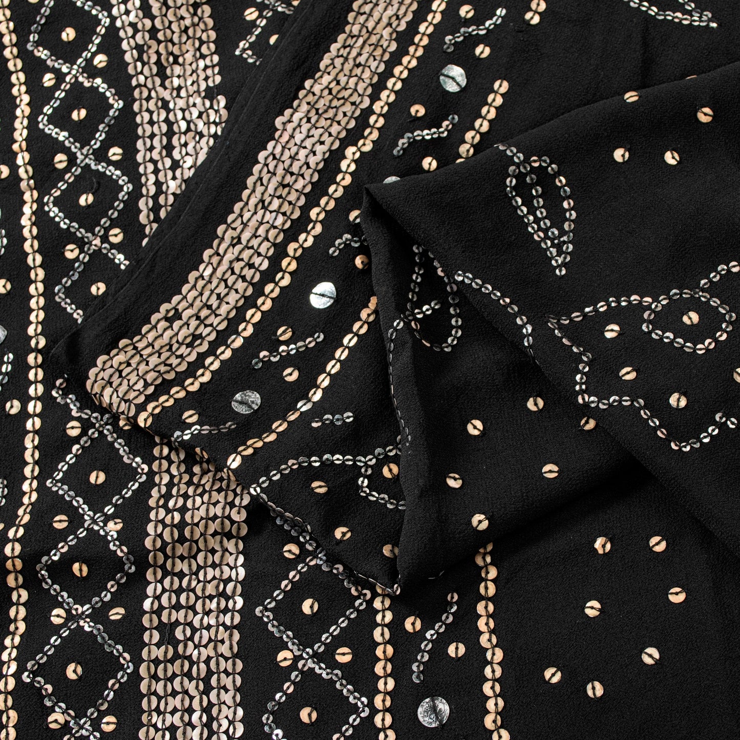 Sanskriti Vintage Black Pure Georgette Saree Embroidered Sequins 5.5+YD Fabric