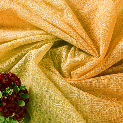 Sanskriti Vintage Yellow Pure Cotton Saree Hand Embroidered Kota Doria 5.5 Yard