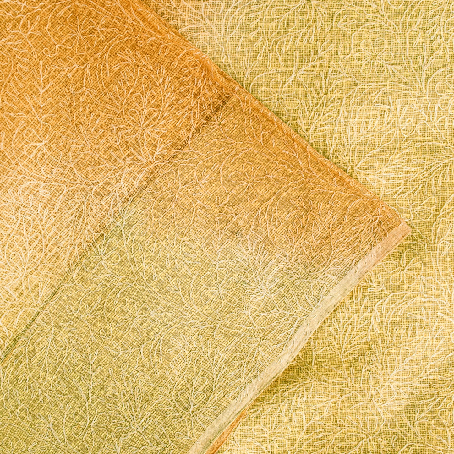 Sanskriti Vintage Yellow Pure Cotton Saree Hand Embroidered Kota Doria 5.5 Yard