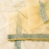 Sanskriti Vintage Yellow Net Mesh Saree Hand Glass Bead 6+YD Fabric Wedding Sari