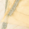 Sanskriti Vintage Yellow Net Mesh Saree Hand Glass Bead 6+YD Fabric Wedding Sari
