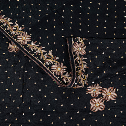Sanskriti Vintage Black Soft Crepe Silk Saree Hand Embroidered Zari Sari 5 Yard