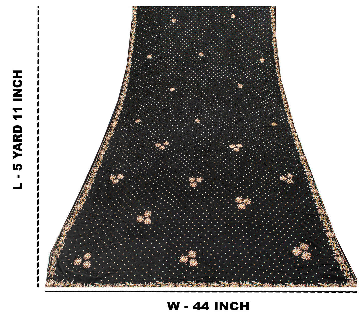 Sanskriti Vintage Black Soft Crepe Silk Saree Hand Embroidered Zari Sari 5 Yard