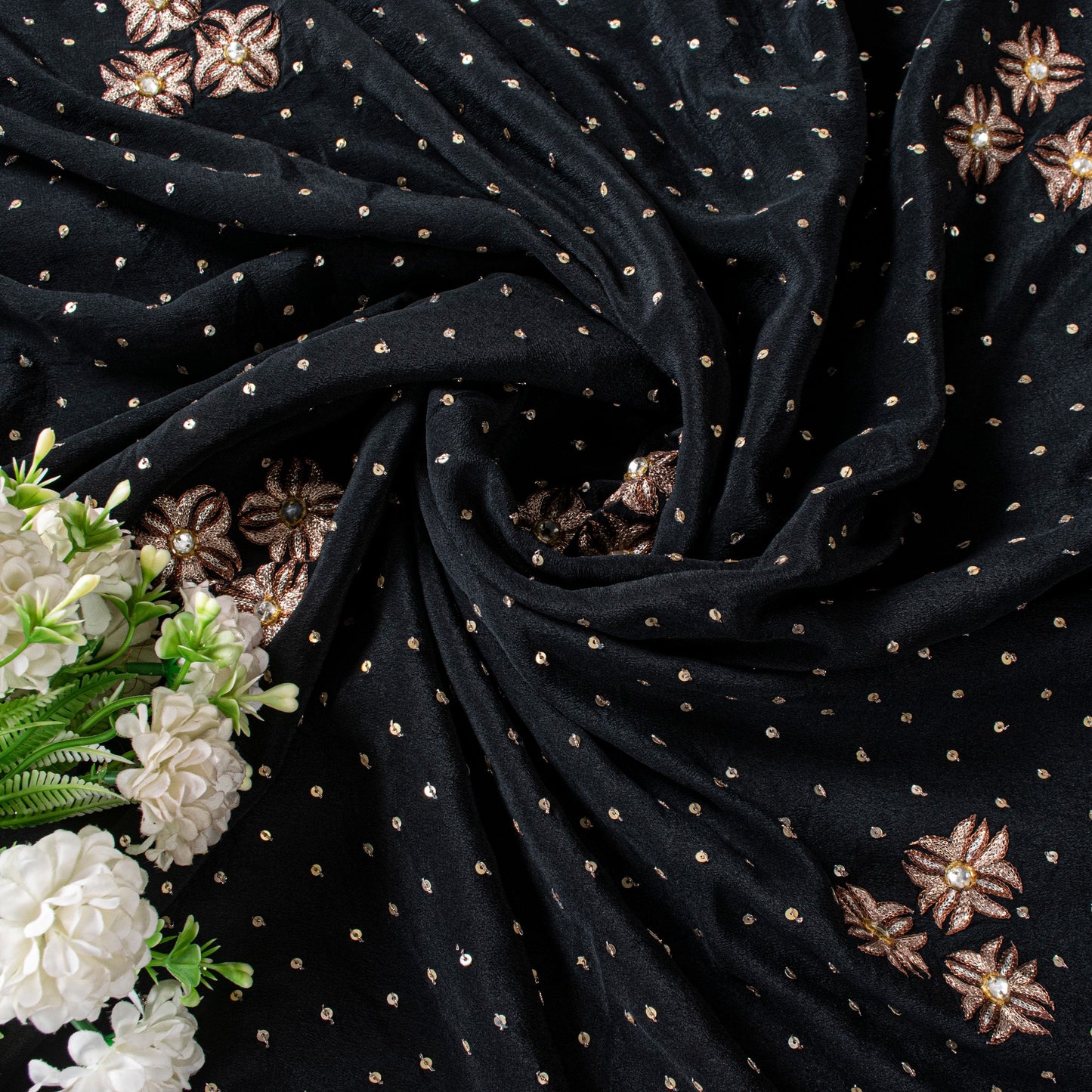 Sanskriti Vintage Black Soft Crepe Silk Saree Hand Embroidered Zari Sari 5 Yard