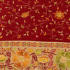 Sanskriti Vintage Red Pure Silk Saree Embroidered Floral Sari 6+Yd Craft Fabric