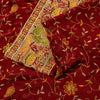 Sanskriti Vintage Red Pure Silk Saree Embroidered Floral Sari 6+Yd Craft Fabric