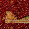 Sanskriti Vintage Red Pure Silk Saree Embroidered Floral Sari 6+Yd Craft Fabric