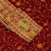 Sanskriti Vintage Red Pure Silk Saree Embroidered Floral Sari 6+Yd Craft Fabric