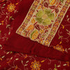 Sanskriti Vintage Red Pure Silk Saree Embroidered Floral Sari 6+Yd Craft Fabric