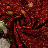 Sanskriti Vintage Red Pure Silk Saree Embroidered Floral Sari 6+Yd Craft Fabric