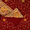 Sanskriti Vintage Red Pure Silk Saree Embroidered Floral Sari 6+Yd Craft Fabric