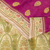 Sanskriti Vintage Pure Silk Purple Saree Brocade Hand Woven Sari 5.5Craft Fabric
