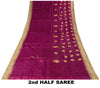 Sanskriti Vintage Pure Silk Purple Saree Brocade Hand Woven Sari 5.5Craft Fabric