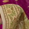 Sanskriti Vintage Pure Silk Purple Saree Brocade Hand Woven Sari 5.5Craft Fabric