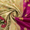 Sanskriti Vintage Pure Silk Purple Saree Brocade Hand Woven Sari 5.5Craft Fabric
