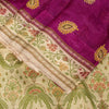 Sanskriti Vintage Pure Silk Purple Saree Brocade Hand Woven Sari 5.5Craft Fabric