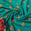 Sanskriti Vintage Blue Pure Chiffon SilkSaree Embroidered Wedding Sari 6Yd Craft
