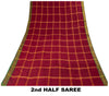 Sanskriti Vintage Red Pure Cotton Saree Chettinad Handloom Zari Tamil 5.5YD Sari