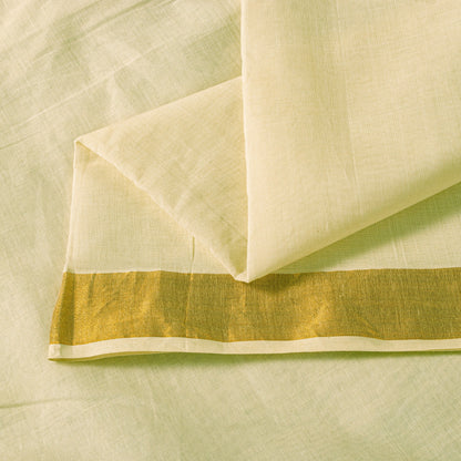 Sanskriti Vintage White Pure Cotton Saree Zari Work Kasavu Kerala Sari 5.5+Craft