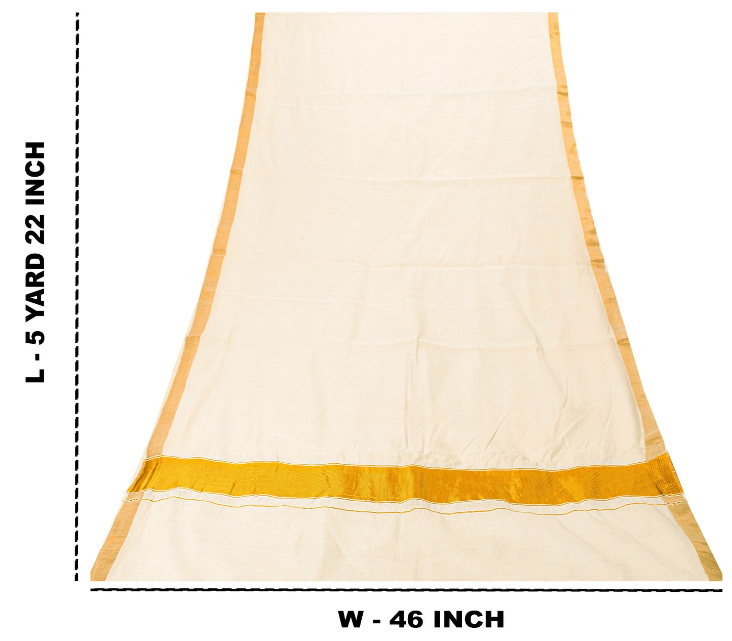 Sanskriti Vintage White Pure Cotton Saree Zari Work Kasavu Kerala Sari 5.5+Craft