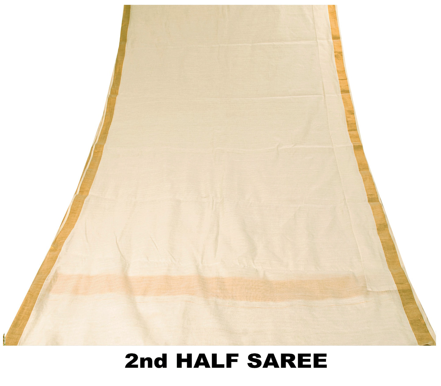 Sanskriti Vintage White Pure Cotton Saree Zari Work Kasavu Kerala Sari 5.5+Craft