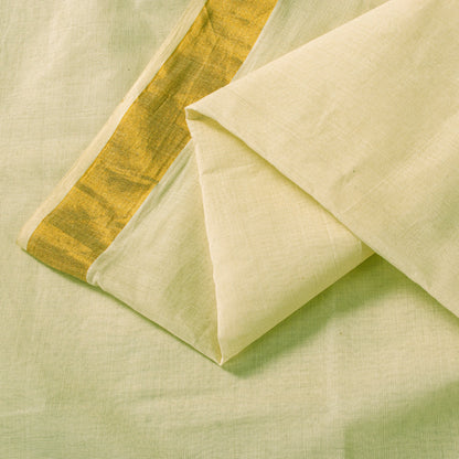 Sanskriti Vintage White Pure Cotton Saree Zari Work Kasavu Kerala Sari 5.5+Craft
