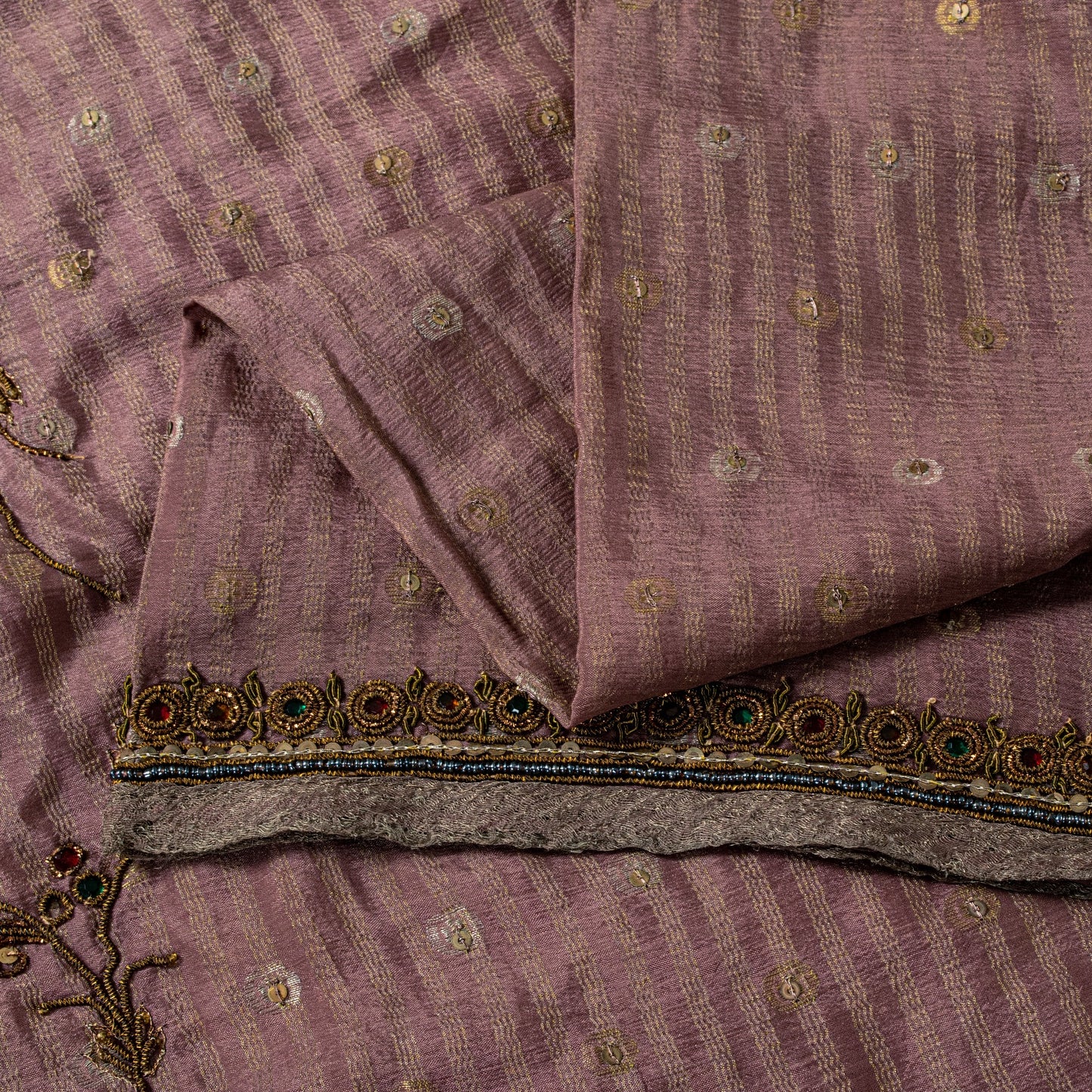 Sanskriti Vintage Lilac Pure Crepe Silk Saree Hand Embroidery Zari WorkSari 6+YD