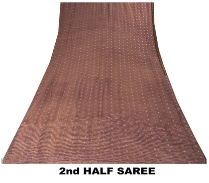Sanskriti Vintage Lilac Pure Crepe Silk Saree Hand Embroidery Zari WorkSari 6+YD