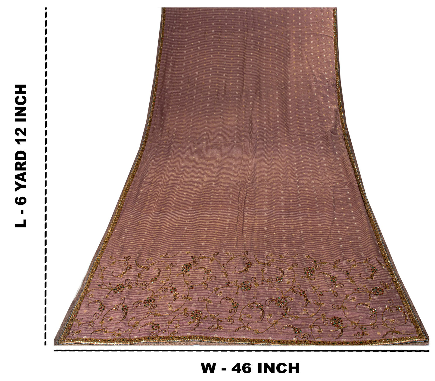 Sanskriti Vintage Lilac Pure Crepe Silk Saree Hand Embroidery Zari WorkSari 6+YD