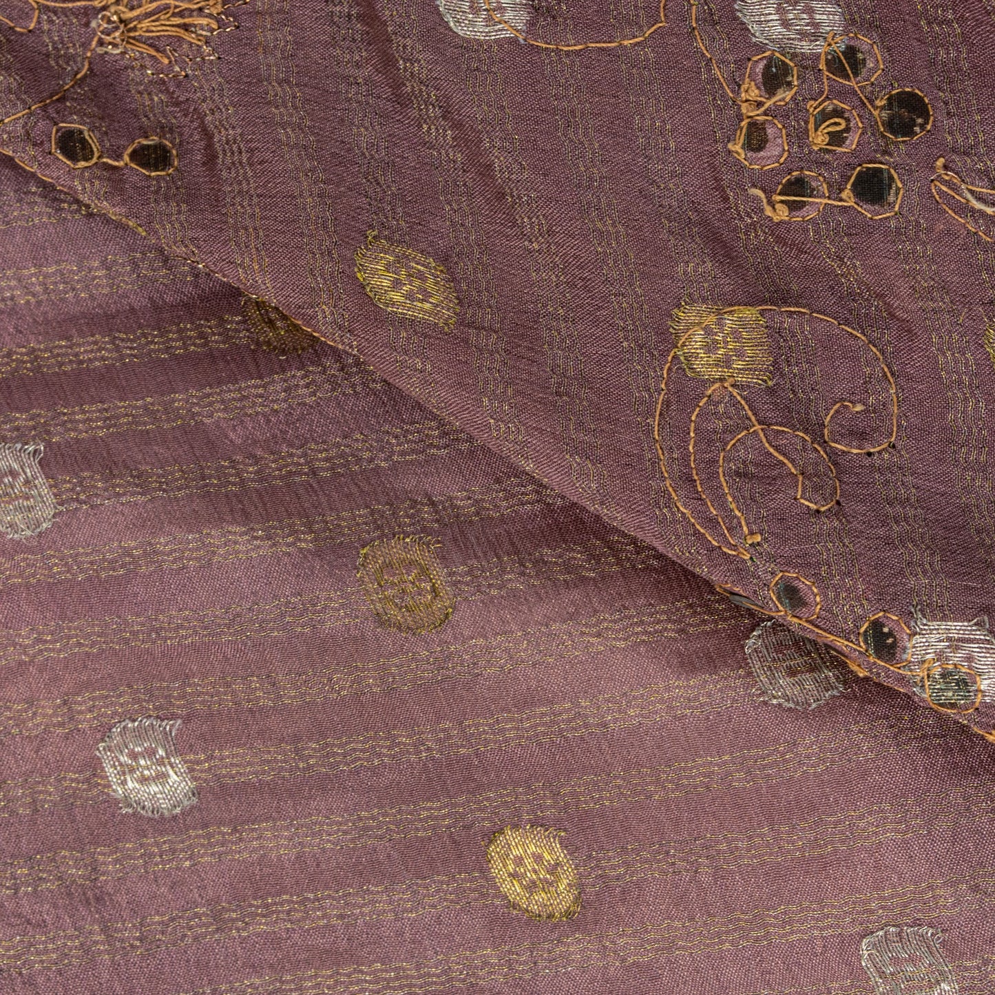 Sanskriti Vintage Lilac Pure Crepe Silk Saree Hand Embroidery Zari WorkSari 6+YD