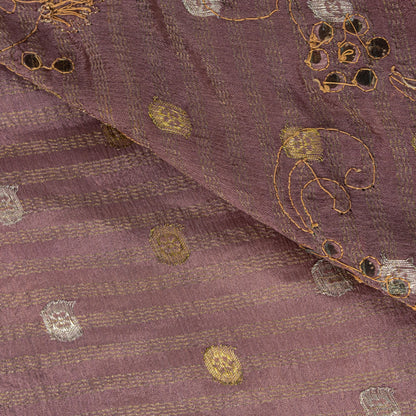 Sanskriti Vintage Lilac Pure Crepe Silk Saree Hand Embroidery Zari WorkSari 6+YD