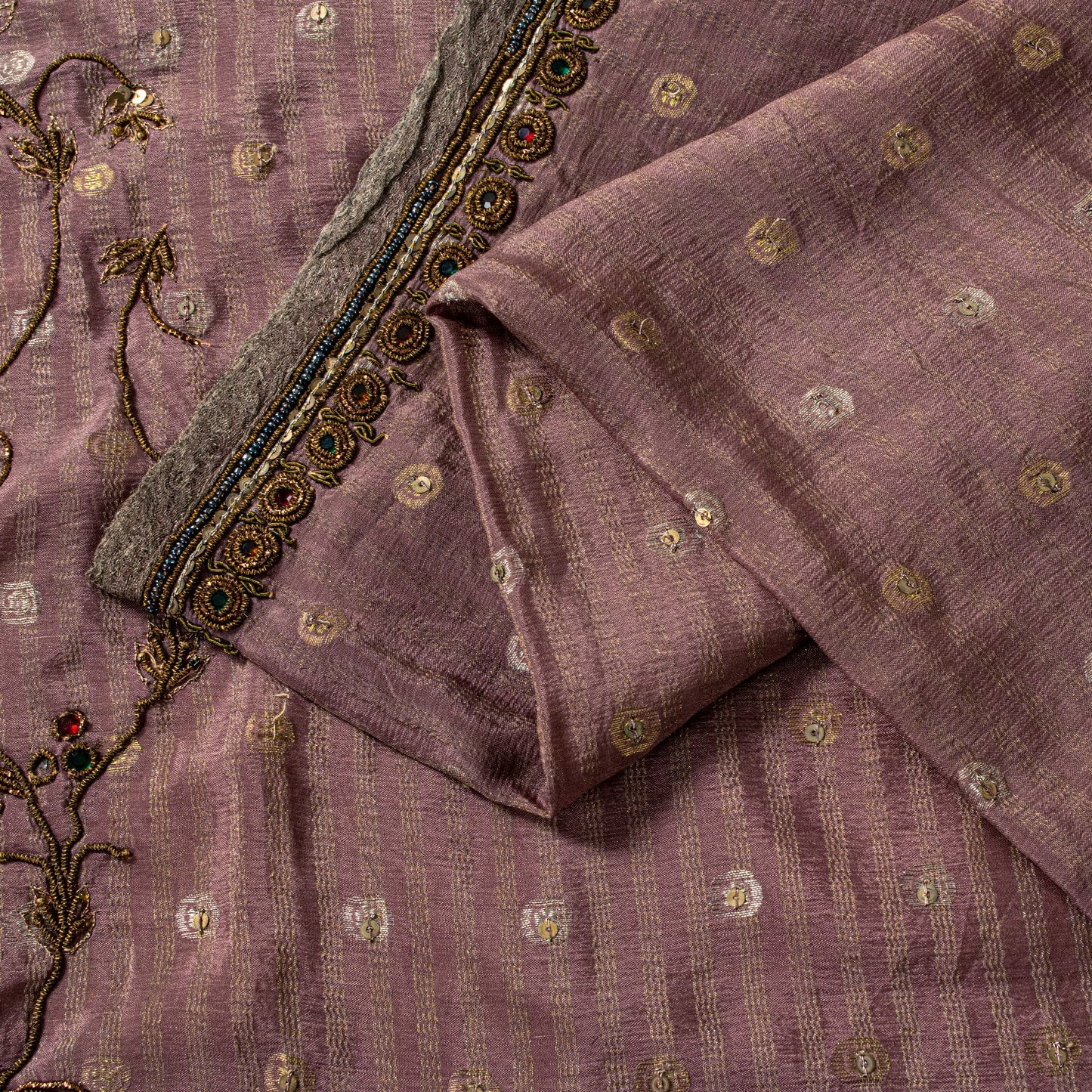 Sanskriti Vintage Lilac Pure Crepe Silk Saree Hand Embroidery Zari WorkSari 6+YD