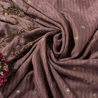 Sanskriti Vintage Lilac Pure Crepe Silk Saree Hand Embroidery Zari WorkSari 6+YD